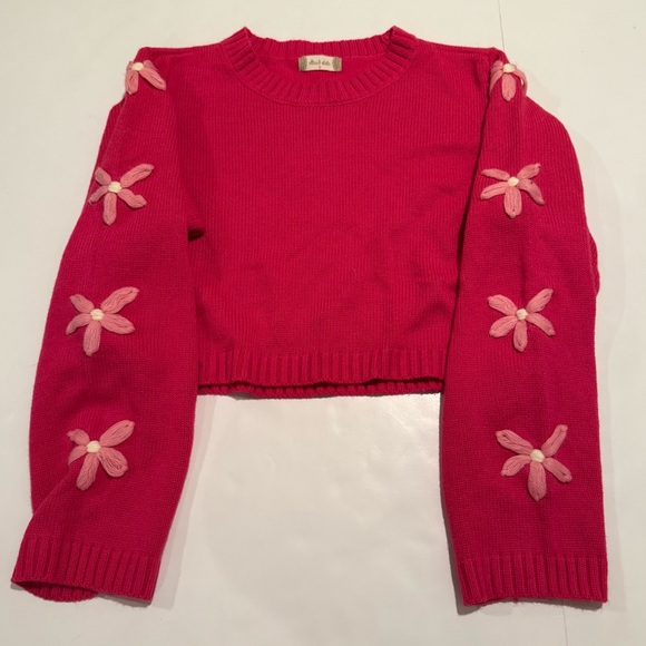 Altar'd State Sweaters - Altar'd State Fuchsia Sweater with Pink Floral Details
